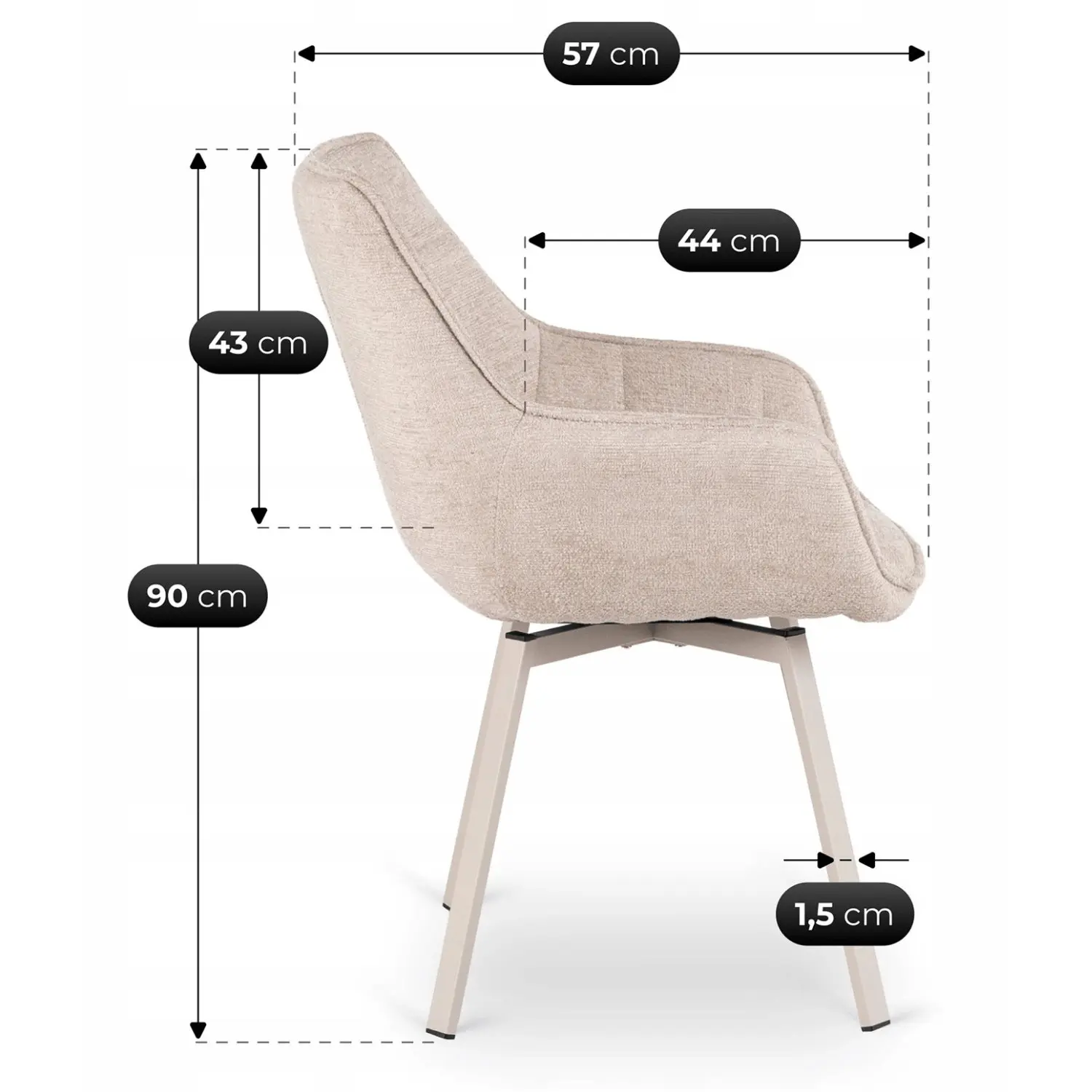 Стул поворотный Mebel Elite Mond (Cream) - 7
