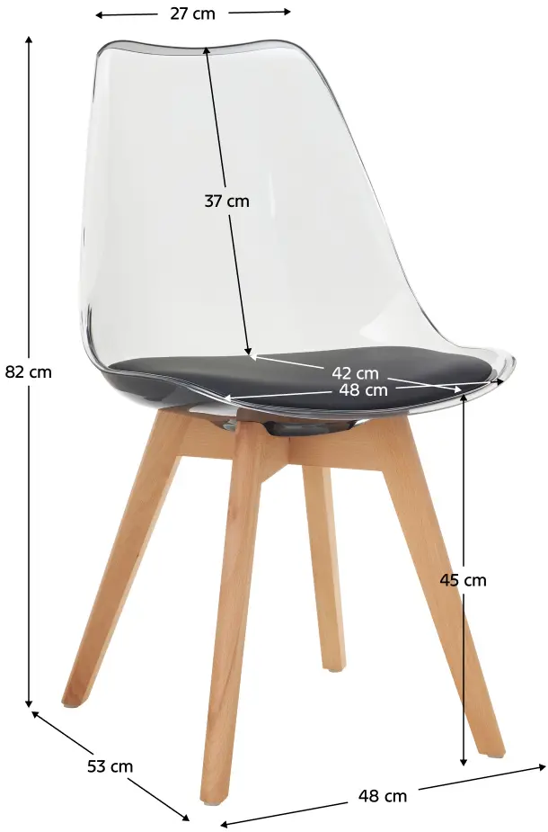 Стул Tempo Kondela Bali 3 New (Black/Transparent) - 4