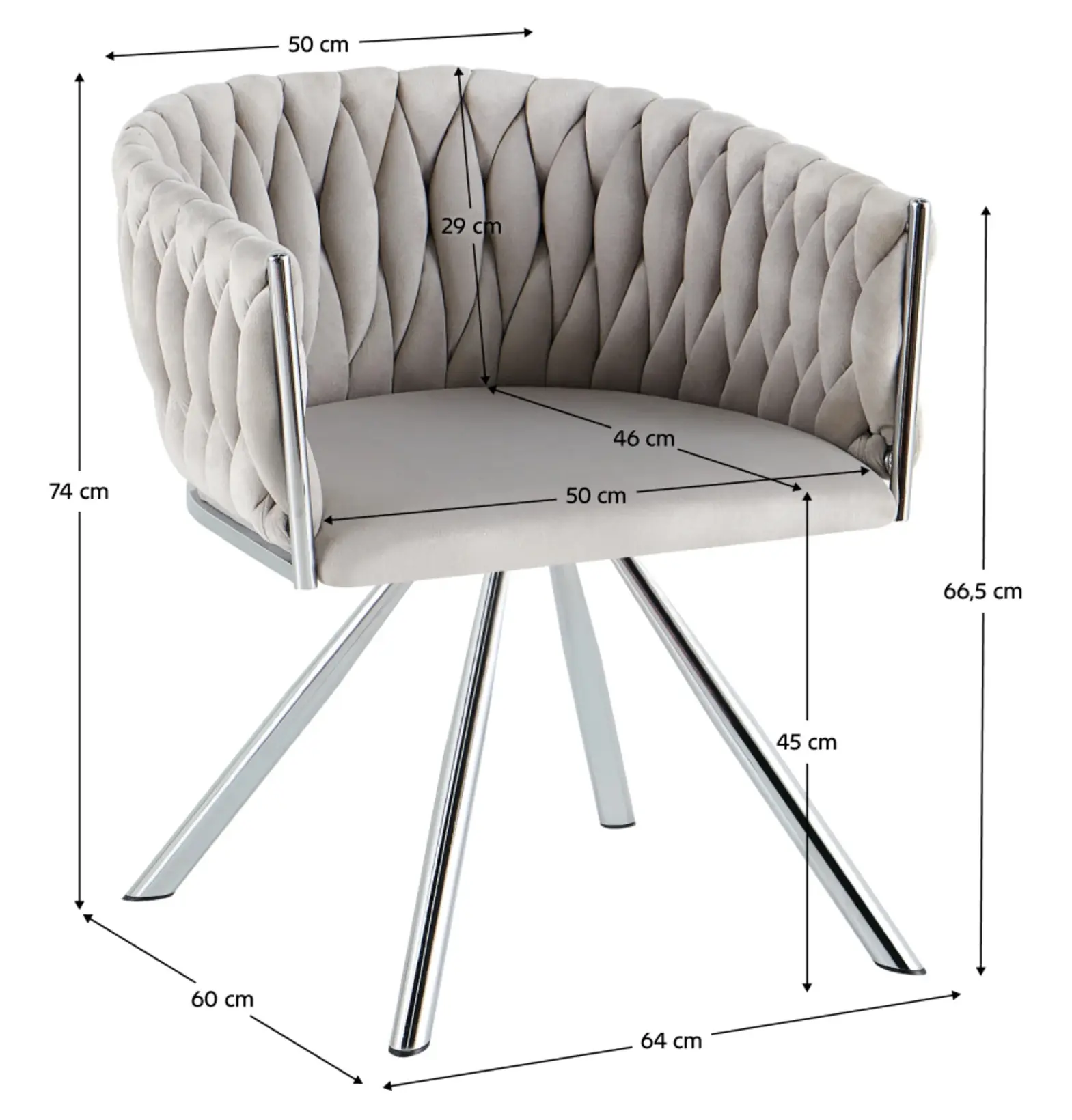 Стул Tempo Kondela Helin (Light Grey/Chrome) - 3