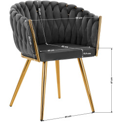 Scaun 4Rico QS-GW06G 148117 Velvet (Dark Gray/Gold) Thumb