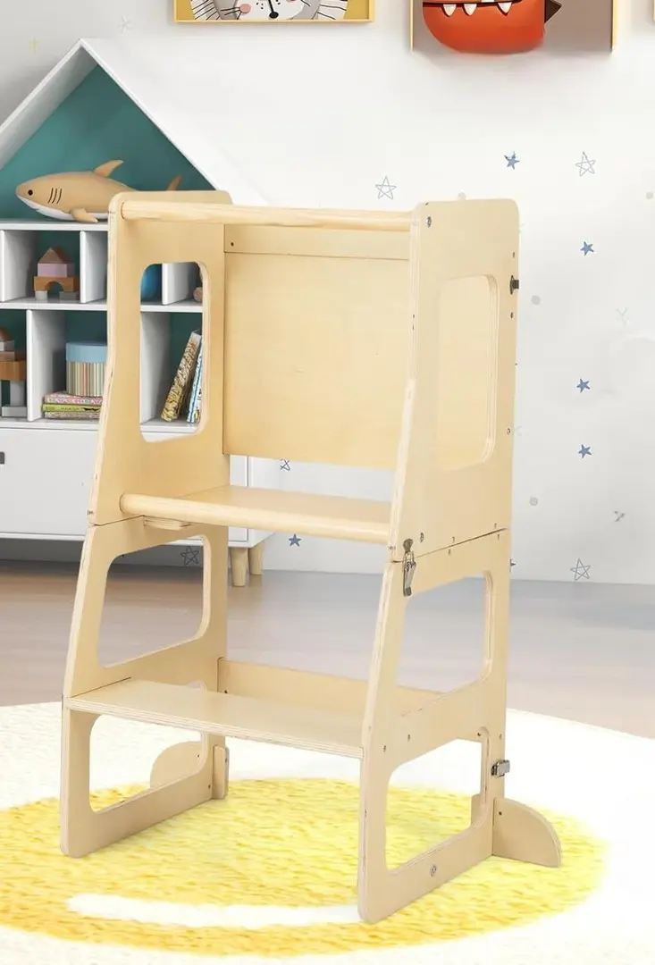 Tabureta-scara pentru copii 3in1 Costway HY10230NA (Natural)