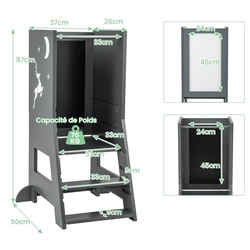 Tabureta-scara pentru copii Costway HY10196GR (Grey) Thumb