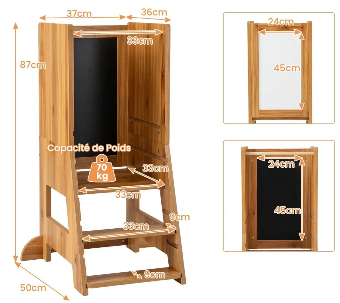 Детский табурет-стремянка Costway HY10196NA (Natural)