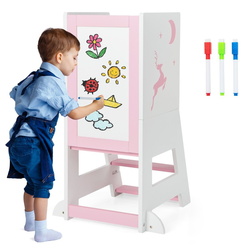 Tabureta-scara pentru copii Costway HY10196PI (White/Pink) Thumb