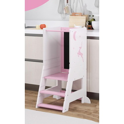 Tabureta-scara pentru copii Costway HY10196PI (White/Pink)