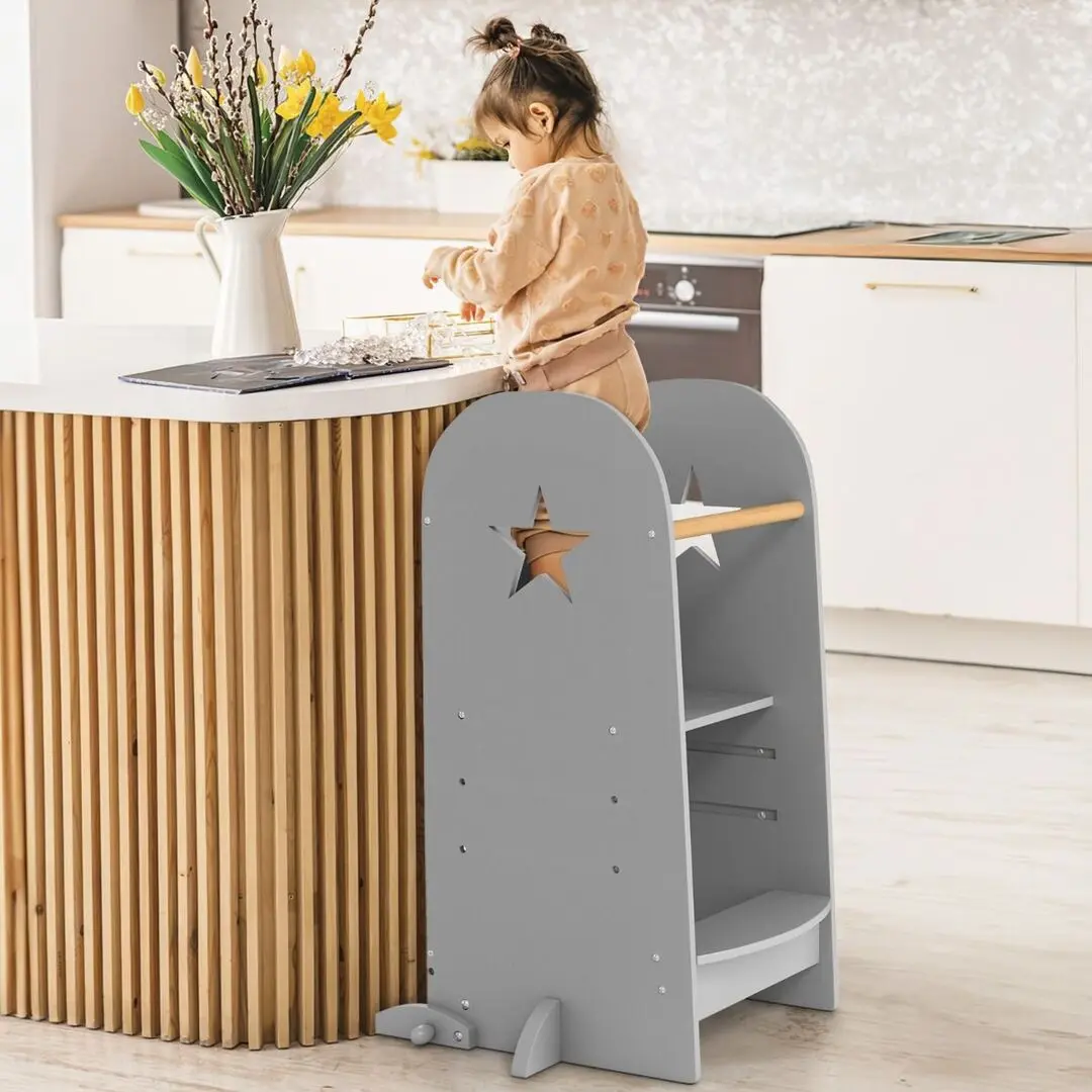 Tabureta-scara pentru copii Costway HY10323DE-GR (Grey)