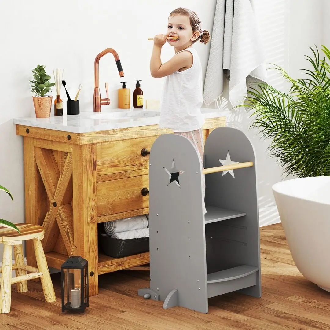 Tabureta-scara pentru copii Costway HY10323DE-GR (Grey)