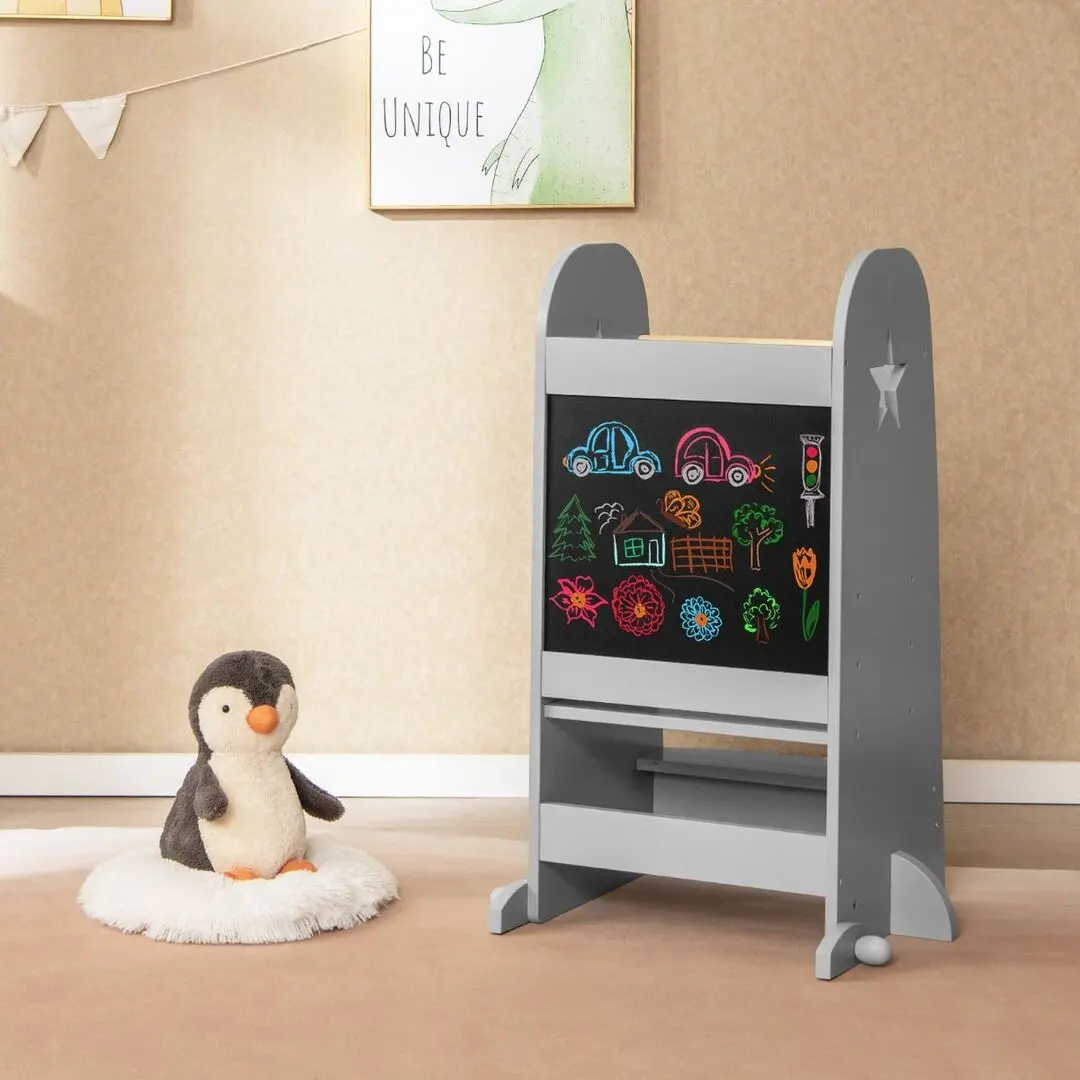 Tabureta-scara pentru copii Costway HY10323DE-GR (Grey)