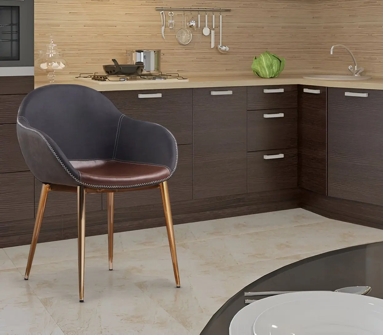 Scaun Halmar K304 (Dark Grey/Brown)