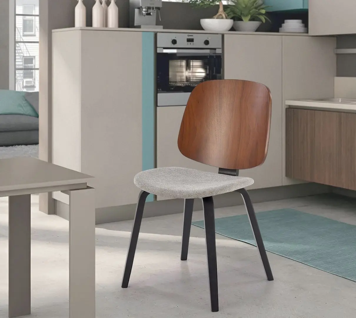 Scaun Halmar K563 (Walnut/Grey/Black)