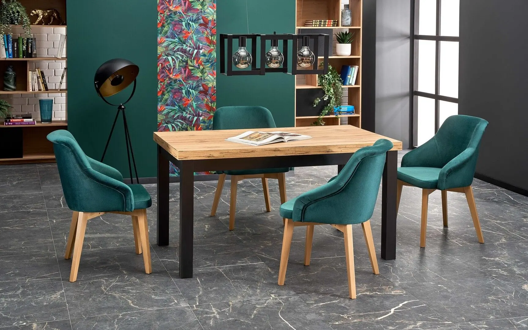 Scaun Halmar Toledo 2 (Dark Green/Honey Oak)