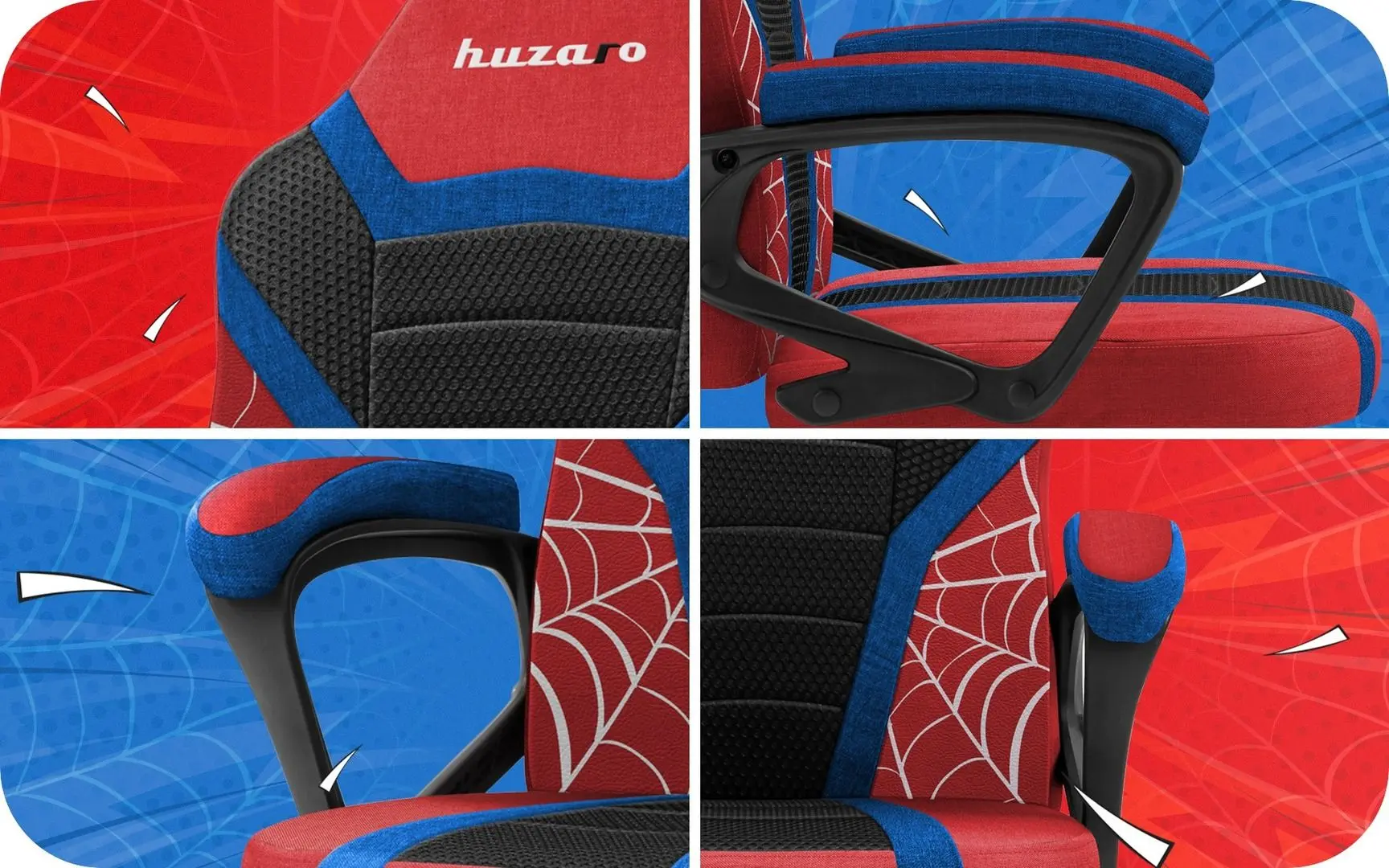 Fotoliu gaming pentru copii Huzaro Ranger Spider Mesh 1.0 (Black/Red/Blue) - 11