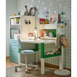 Fotoliu pentru copii Ikea Orfjall (Alb/Vissle Albastru/Verde) Thumb