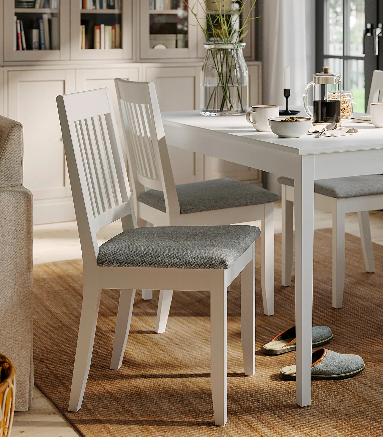 Стул Ikea Nasinge/Tibbleby (Белый/Серо-бежевый)