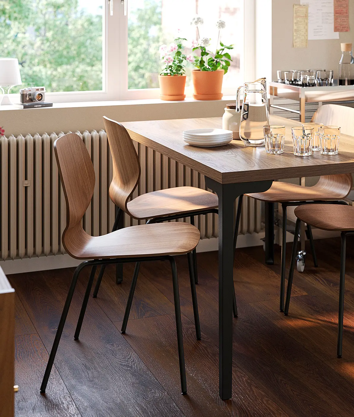 Стул Ikea Skalsta ореховый шпон (Орех/Серо-черный)