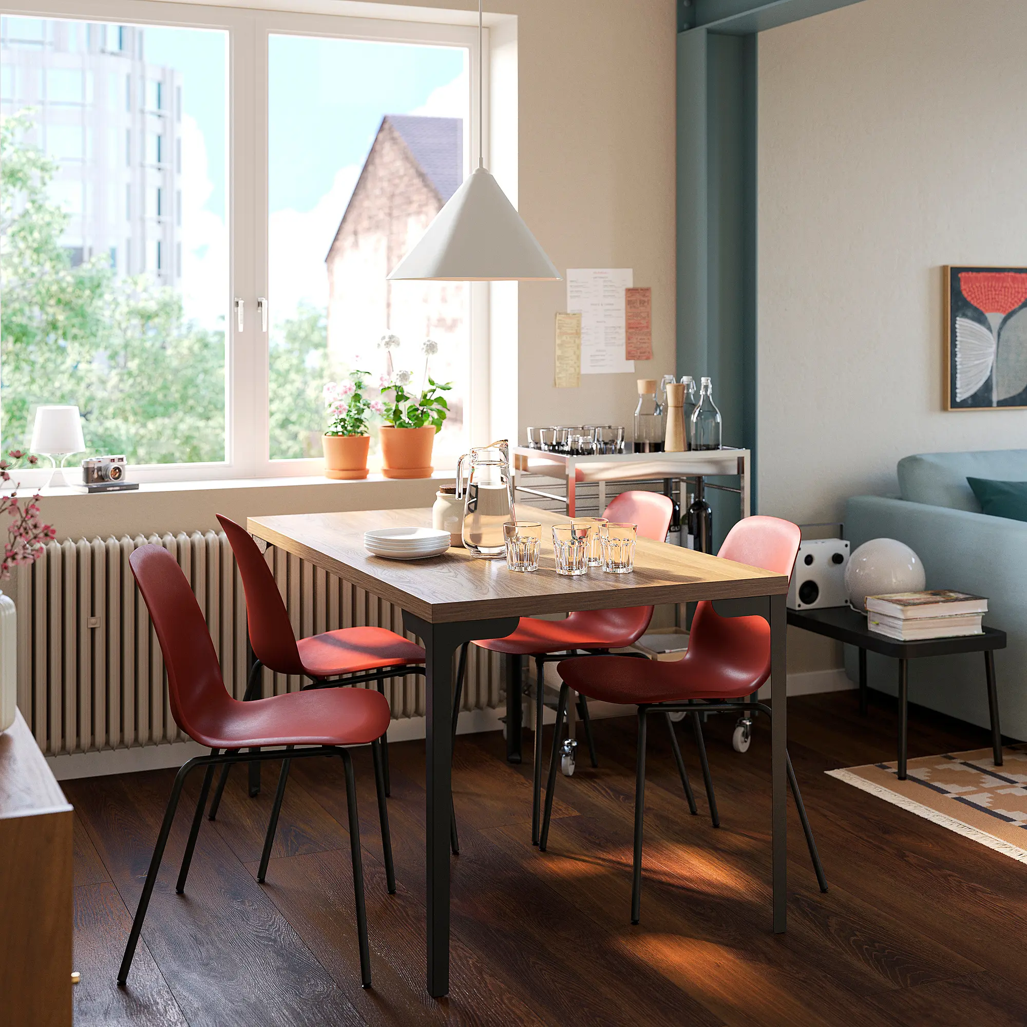 Scaun Ikea Skalsta plastic (Rosu/Negru-gri)