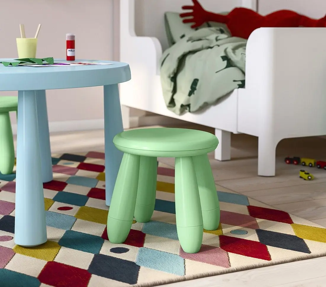 Taburet pentru copii Ikea Mammut (Verde deschis)