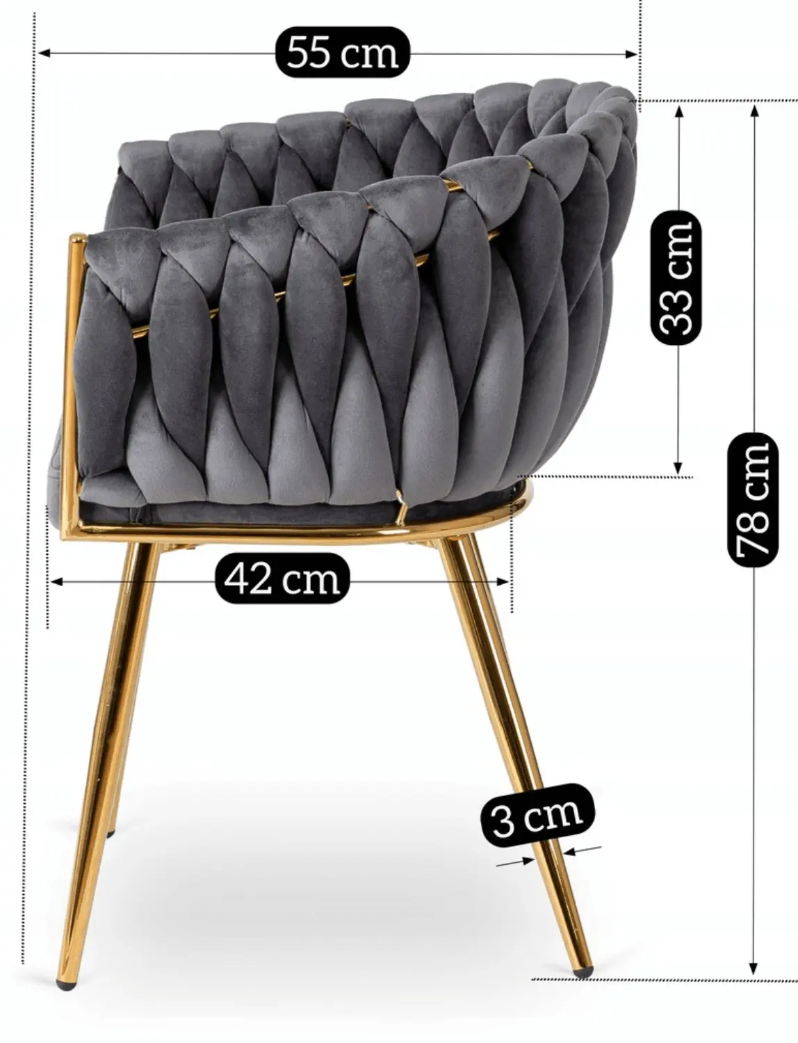 Scaun Mebel Elite Capi (Grey/Gold)