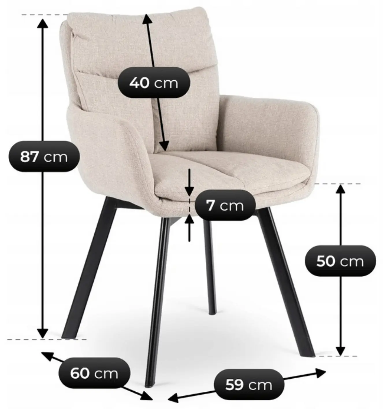Стул Mebel Elite Cortado (Beige/Black) - 6