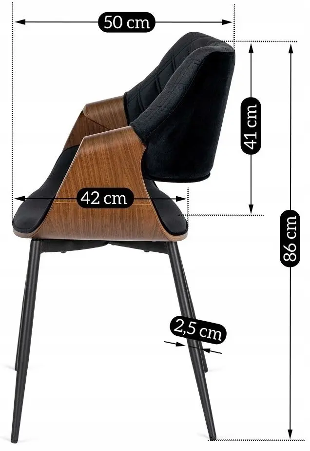 Стул Mebel Elite Dakota (Black/Walnut) - 3