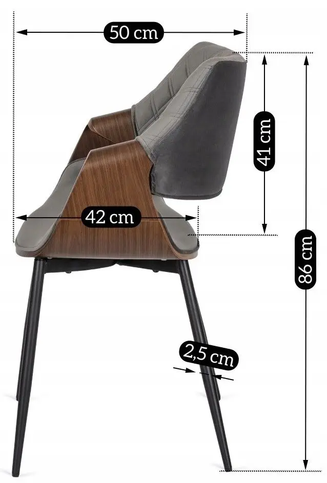 Стул Mebel Elite Dakota (Grey/Walnut) - 2