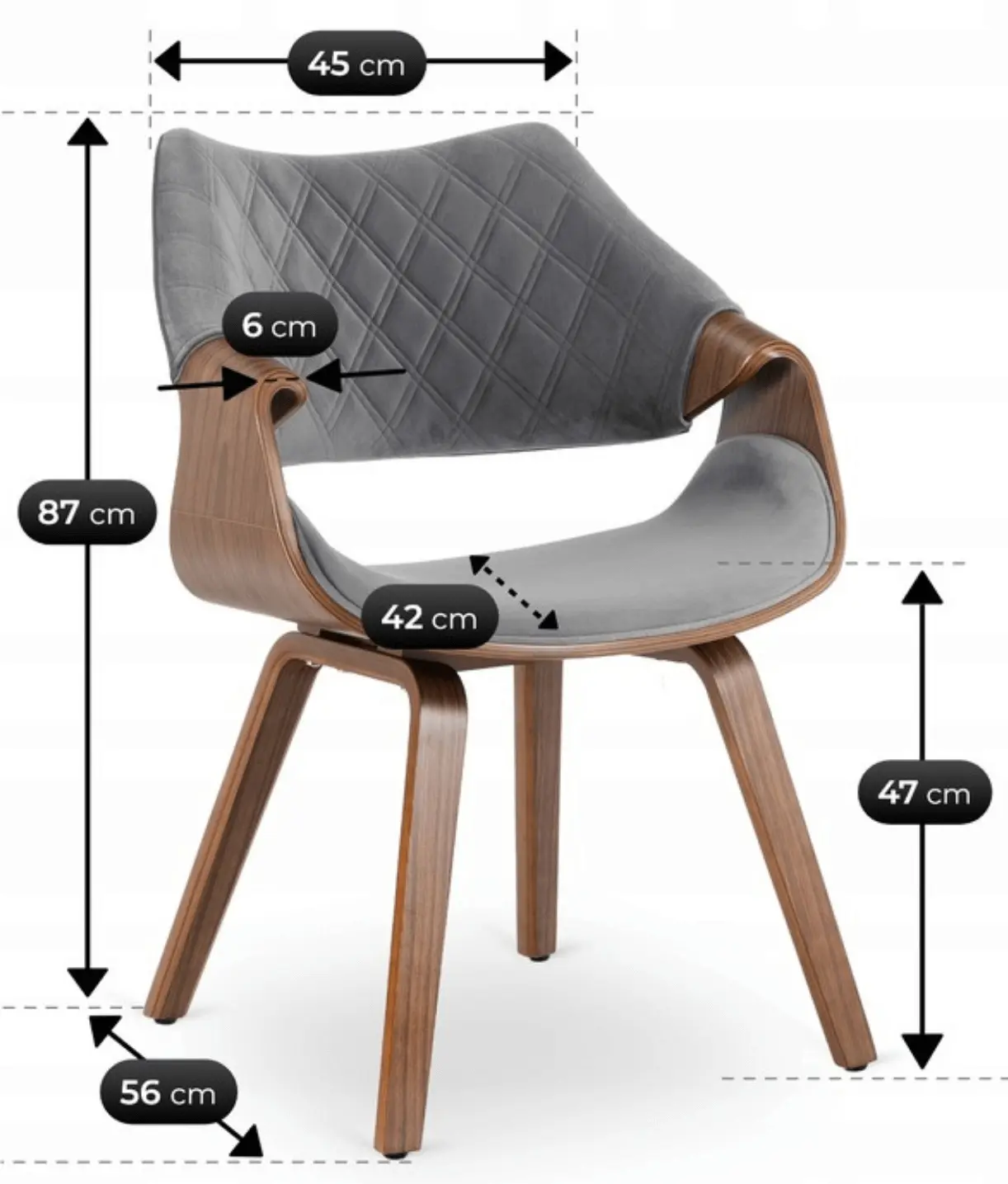 Scaun Mebel Elite Luise (Grey/Walnut) - 8