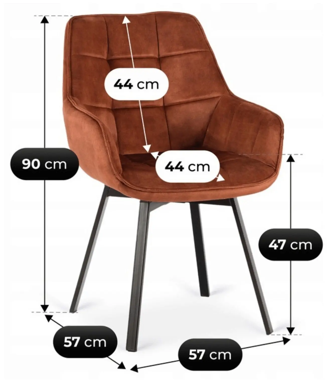 Стул Mebel Elite Luna (Terracotta/Black) - 7