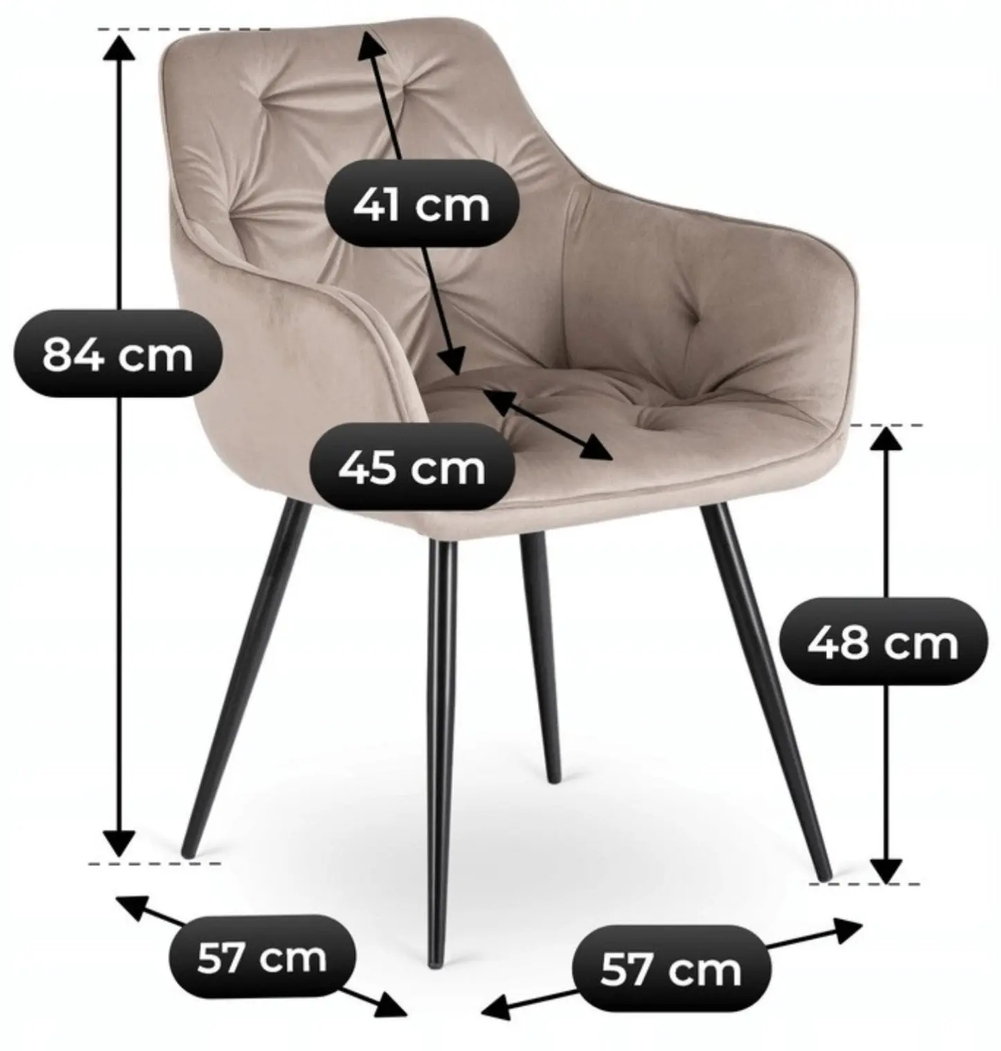 Scaun Mebel Elite Modesto Velour (Beige/Black) - 7
