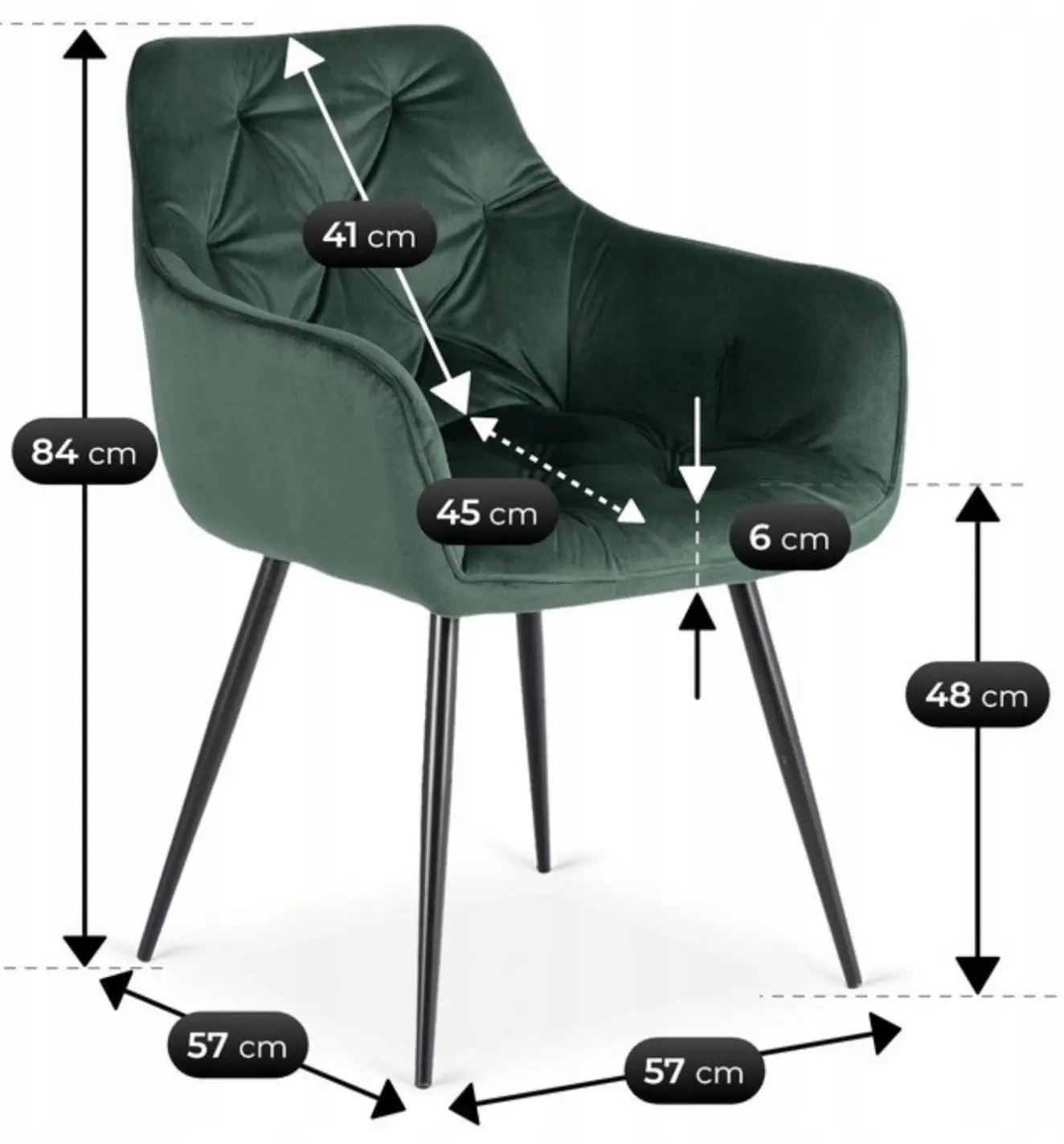 Стул Mebel Elite Modesto Velour (Green/Black) - 7