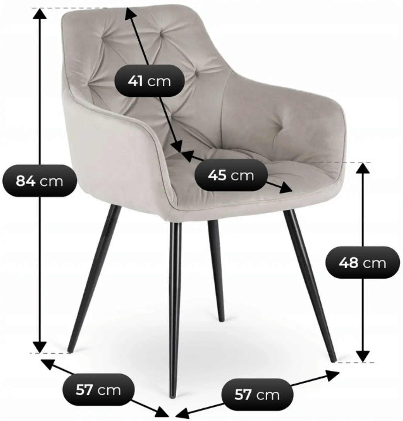 Scaun Mebel Elite Modesto Velour (Grey/Black)