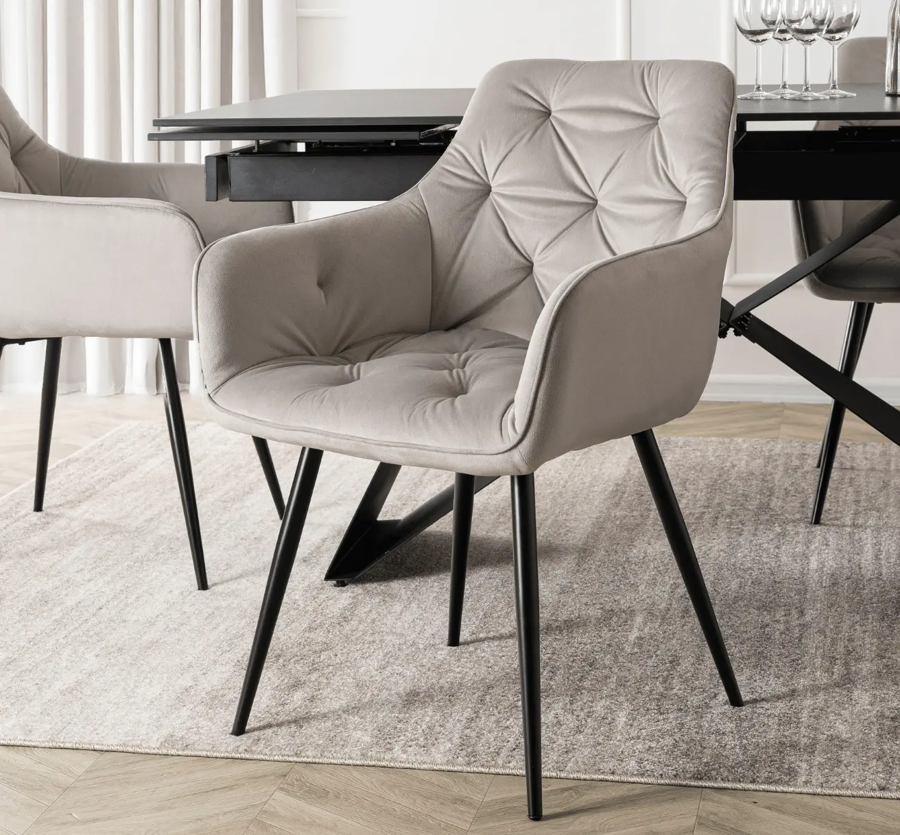 Scaun Mebel Elite Modesto Velour (Grey/Black)