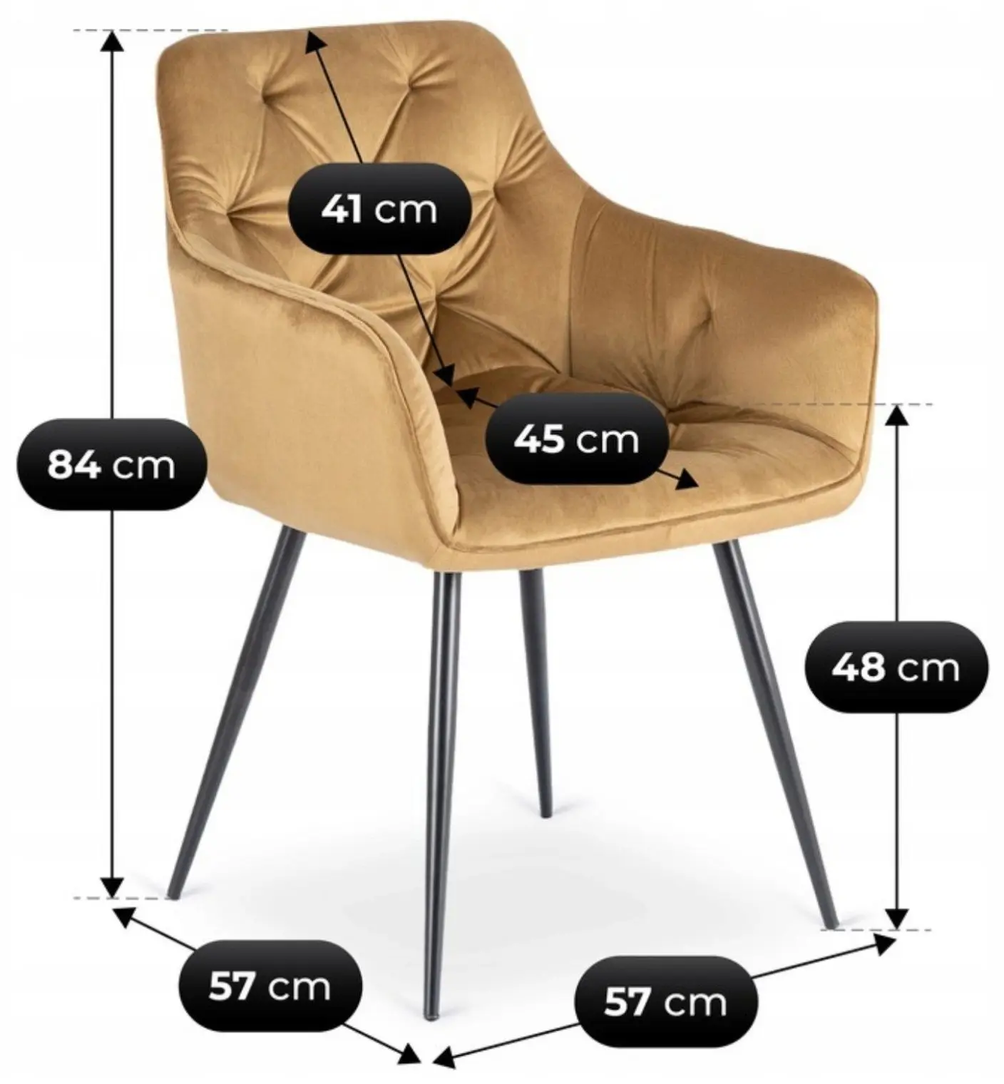 Scaun Mebel Elite Modesto Velour (Mustard/Black)