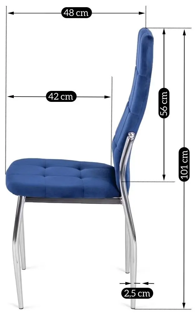 Scaun Mebel Elite Molly Velvet (Dark Blue/Silver)