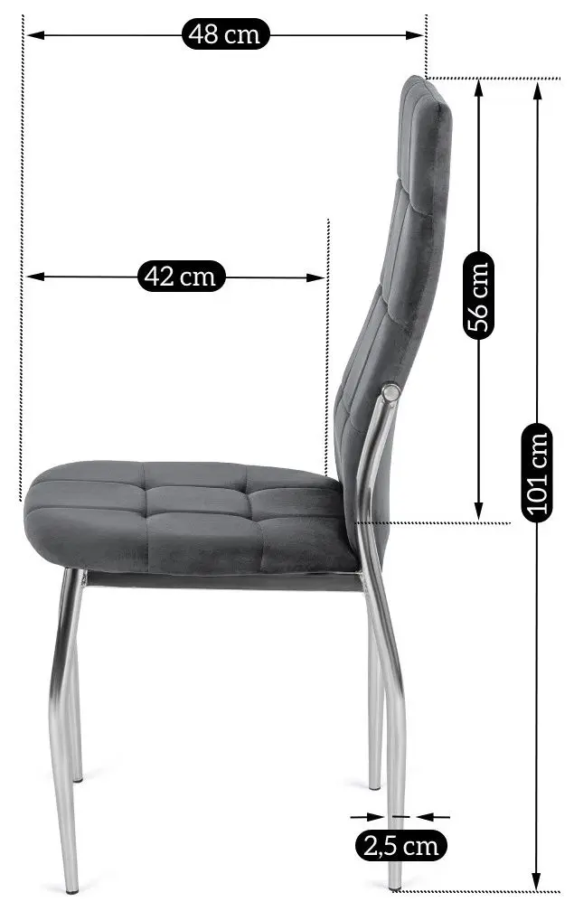 Scaun Mebel Elite Molly Velvet (Grey/Silver)