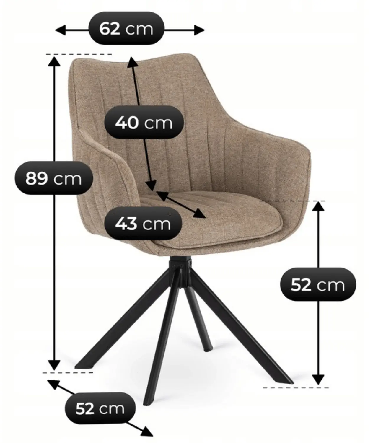 Стул Mebel Elite Mumbai (Beige/Black) - 6