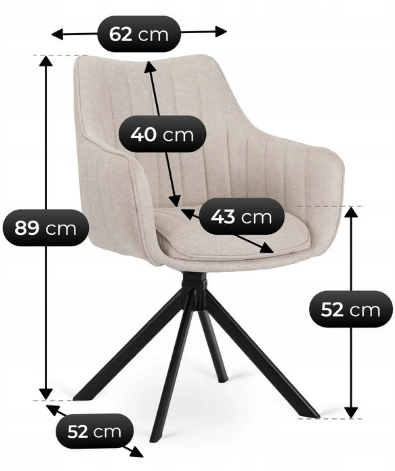 Стул Mebel Elite Mumbai (Cream/Black) - 7