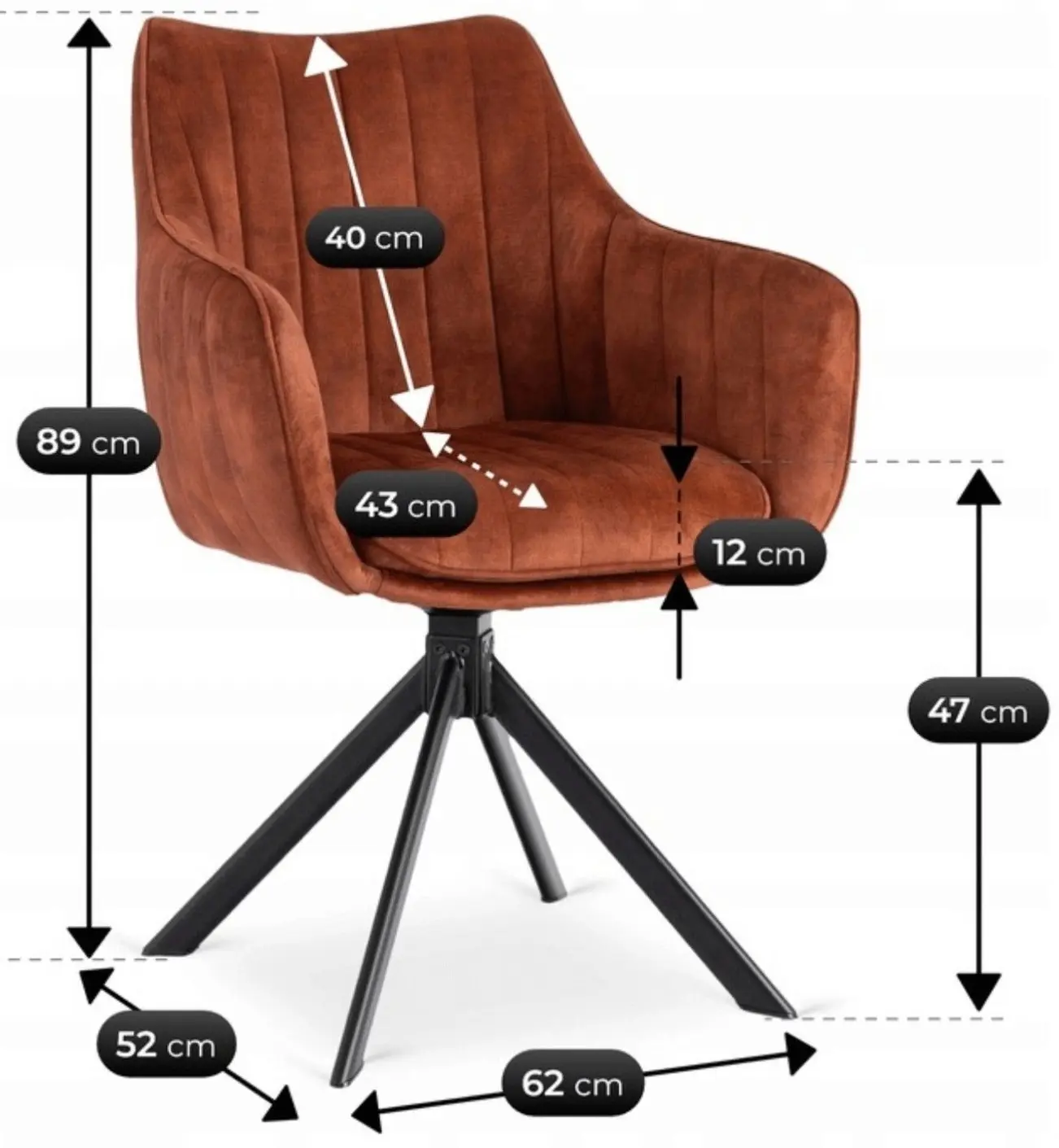 Scaun Mebel Elite Mumbai (Terracotta/Black) - 7