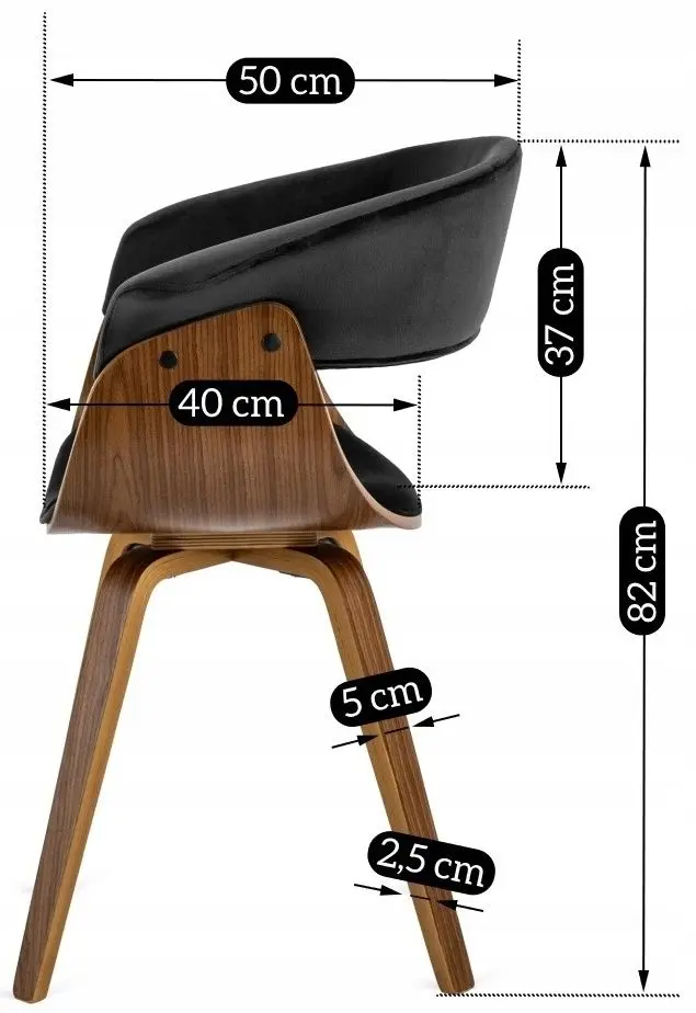 Scaun Mebel Elite Ohio 2 (Black/Walnut)