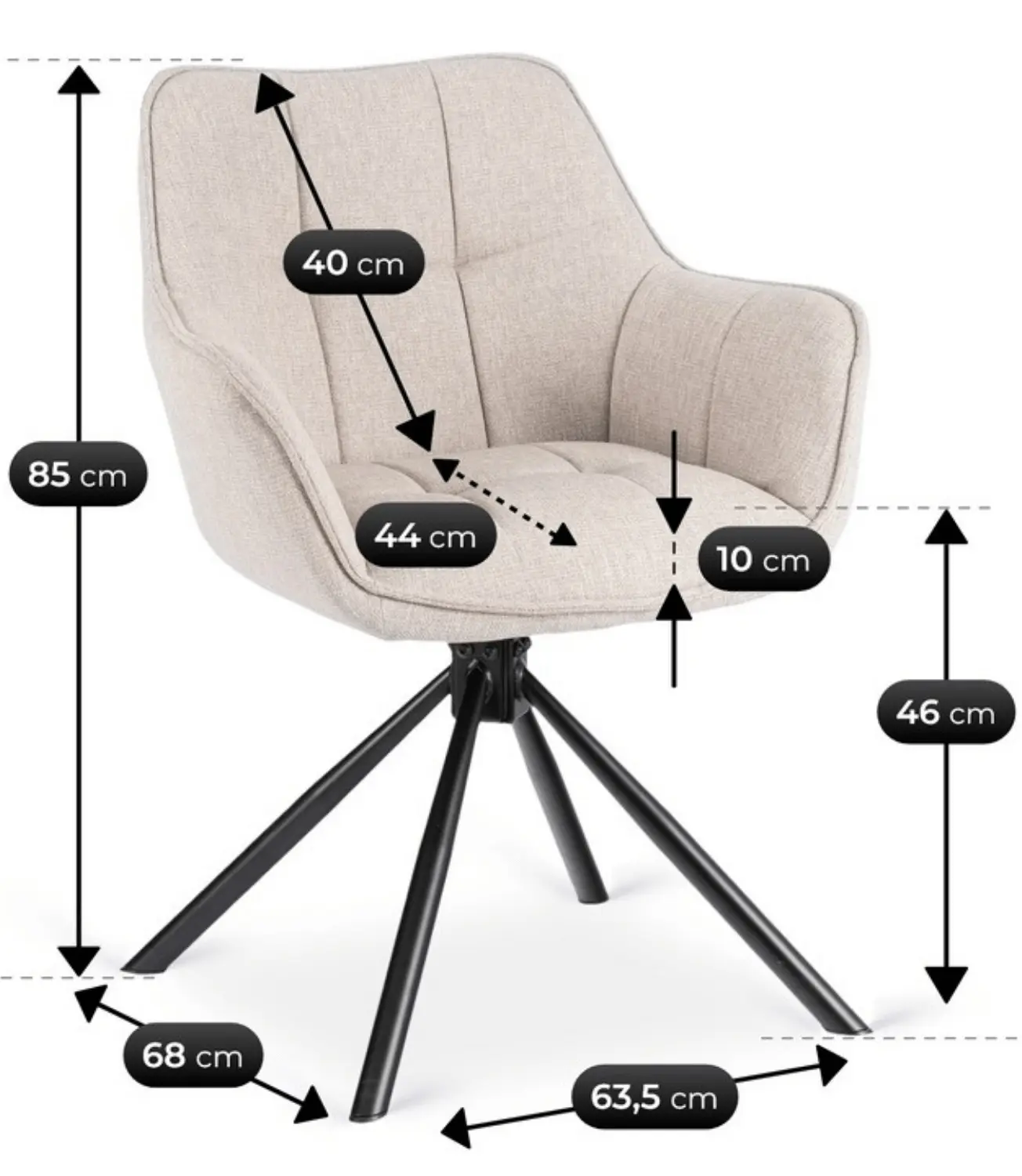 Scaun Mebel Elite Peony 2 (Beige/Black)