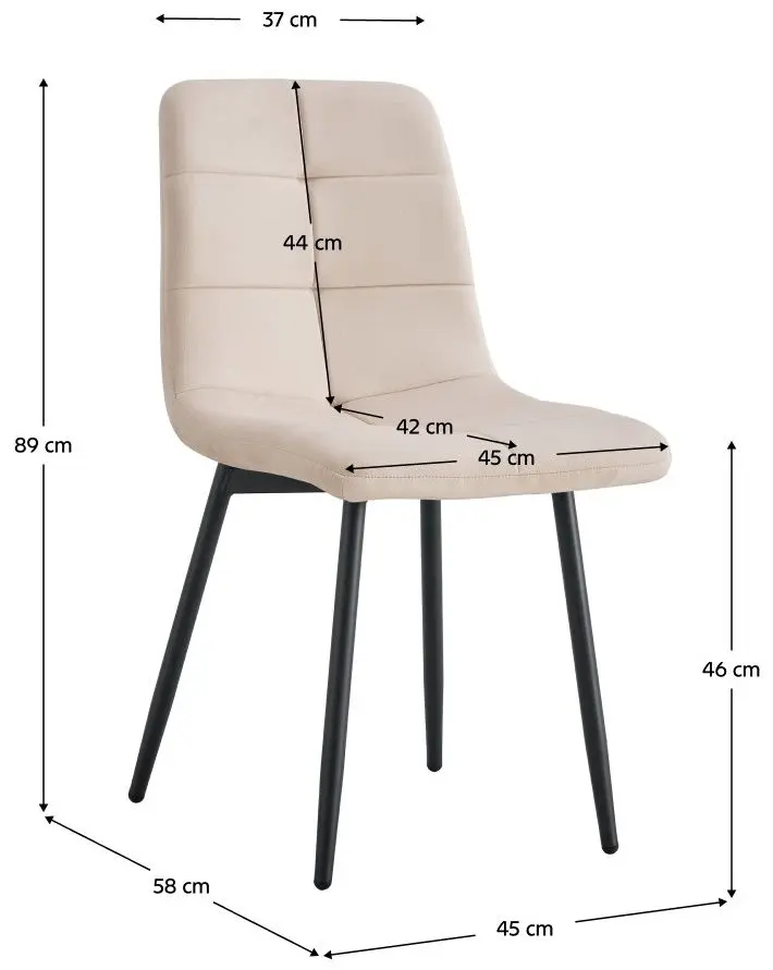 Scaun Tempo Kondela Damia Tip 1 Velvet (Beige/Black)