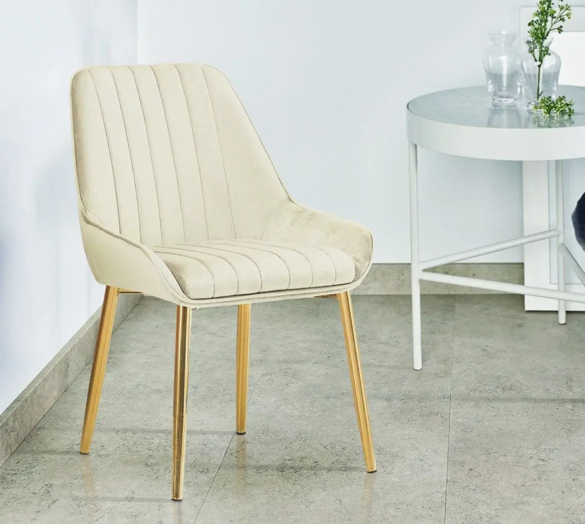 Scaun Tempo Kondela Perlia Velvet (Beige/Gold Chrome)