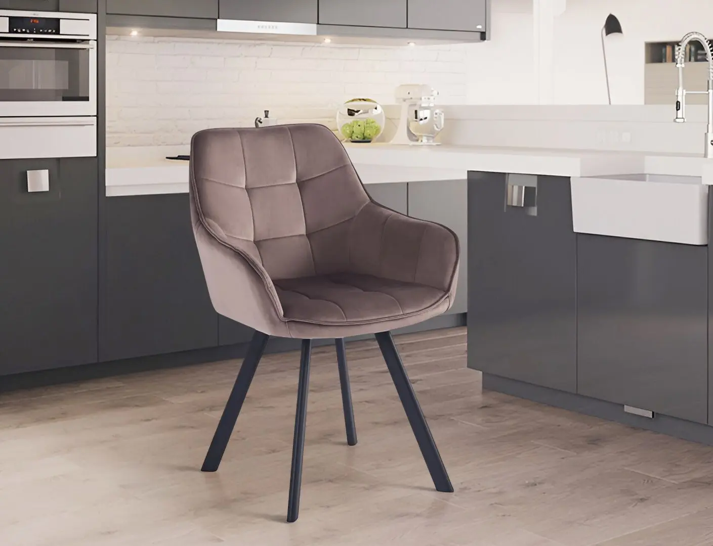 Стул Tempo Kondela Petin Bluvel 38 (Grey Brown/Black)