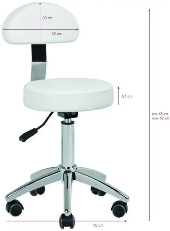 Табурет для салона красоты BeautyOne Venus (White) - 5