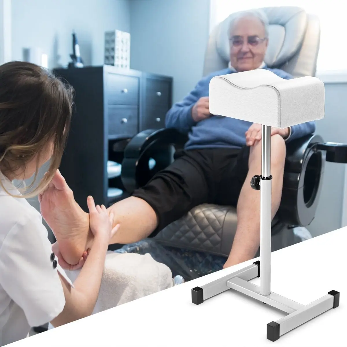 Taburet pentru salon de infrumusetare Costway HB84543WH (White)