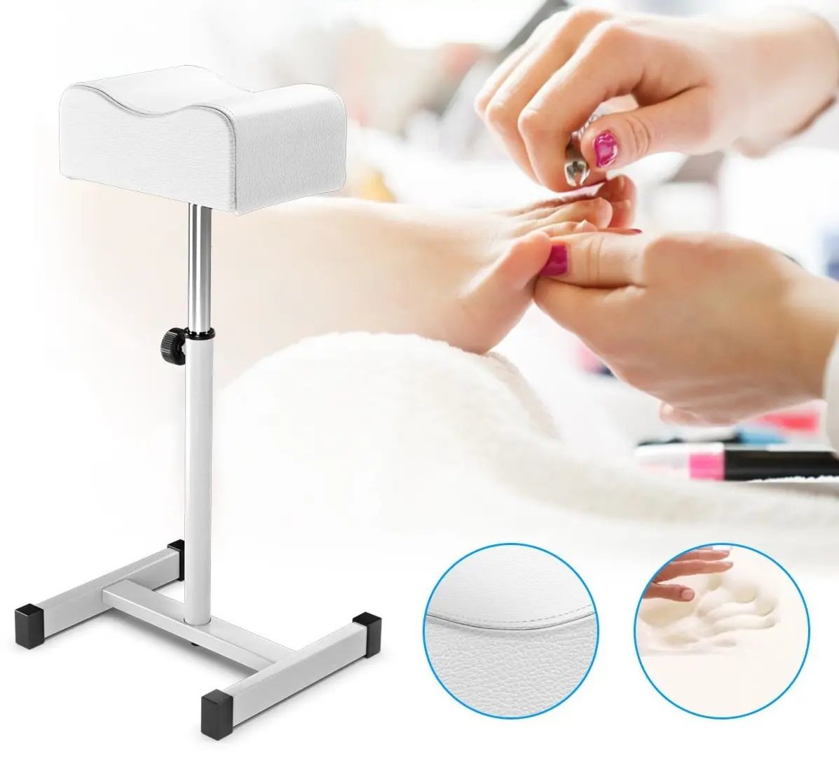 Taburet pentru salon de infrumusetare Costway HB84543WH (White)