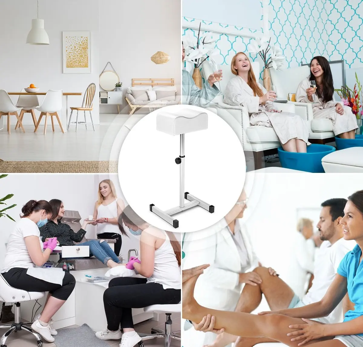 Taburet pentru salon de infrumusetare Costway HB84543WH (White)