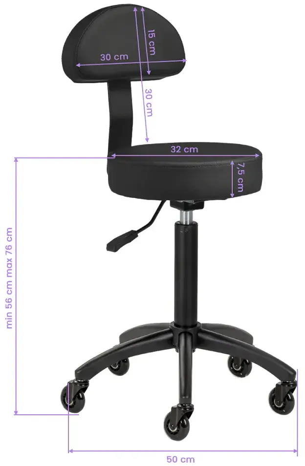 Taburet pentru salon de infrumusetare Gabbiano D026 154212 (Black)