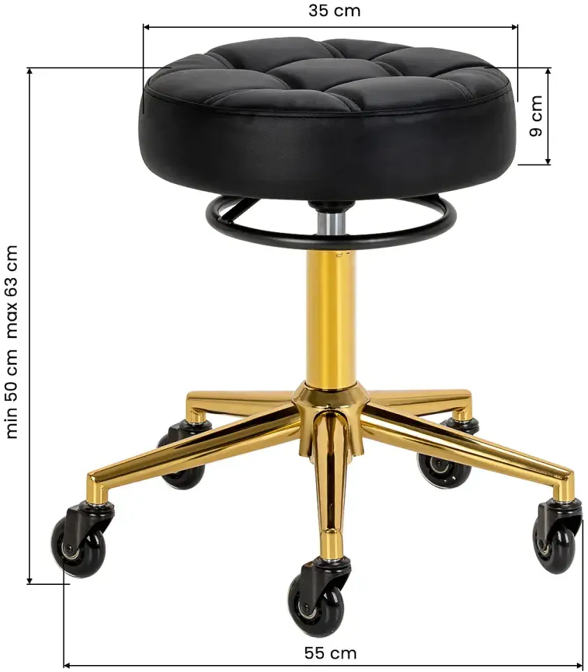 Табурет парикмахерский Gabbiano D054G 155263 (Black/Gold) - 3