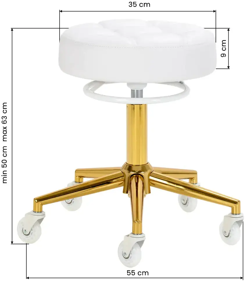 Табурет парикмахерский Gabbiano D054G 155264 (White/Gold) - 3