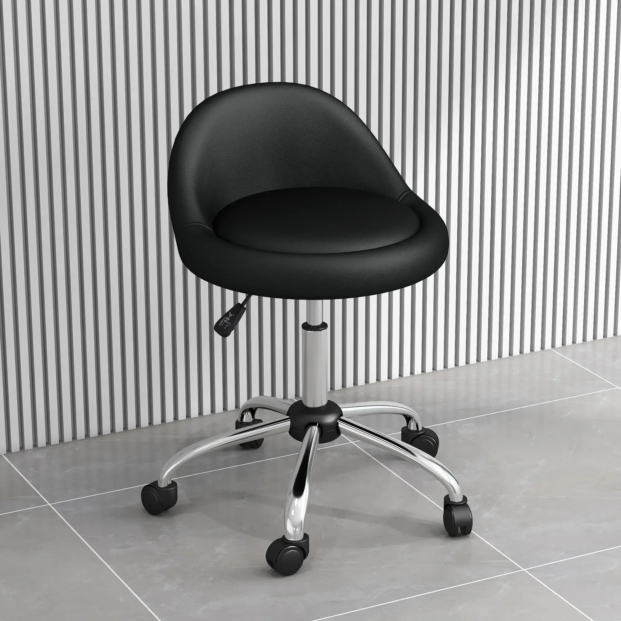 Taburet pentru salon de infrumusetare Homcom 503-026V00BK (Black/Silver) - 3